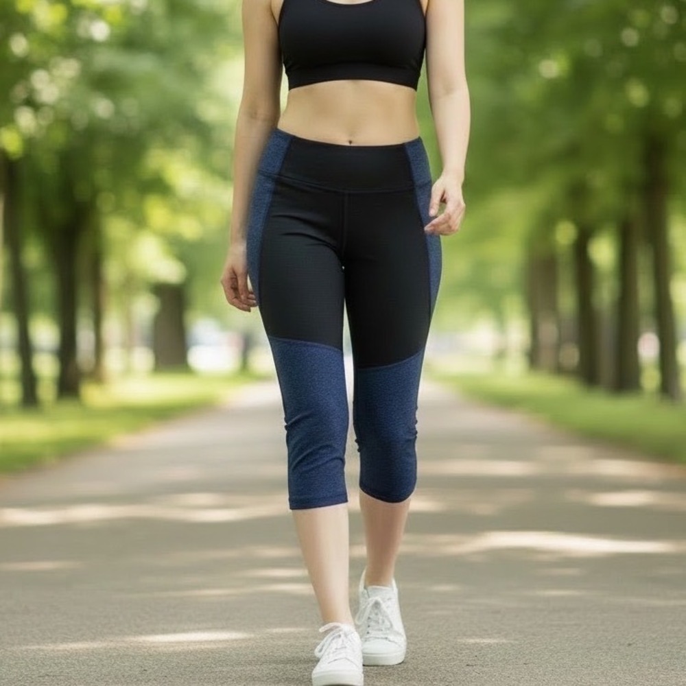 Outdoor Voices Blue Space Dye Cropped Leggings TechSweat Athleisure Gorpcore‎ S